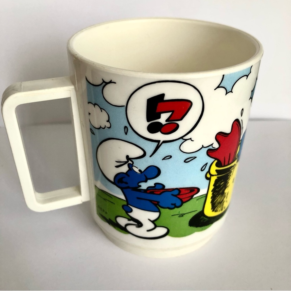 Smurfs Plastic cup mug Smurfette Snorkel Smurf cartoon 80's vintage USA - Picture 4 of 8